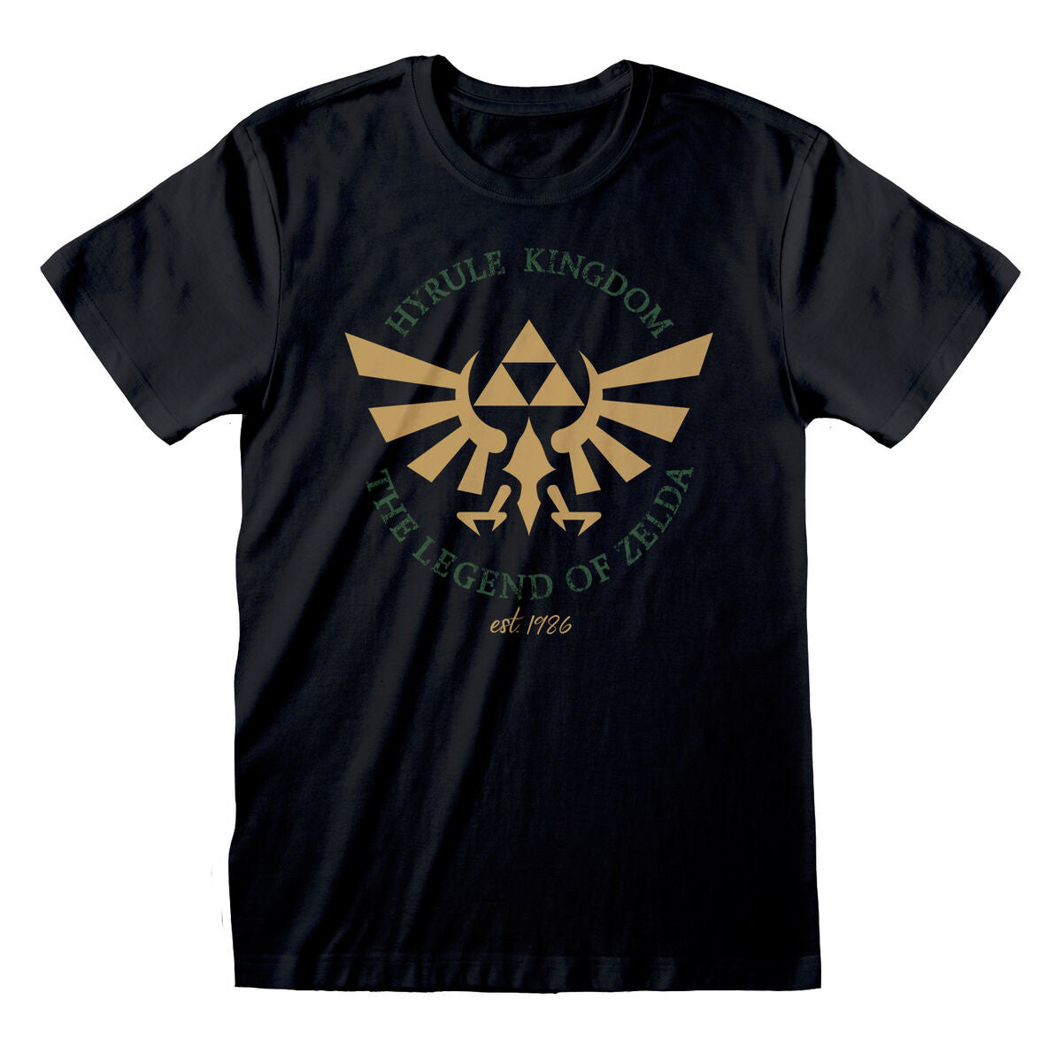 Unisex Short Sleeve T-Shirt The Legend of Zelda Hyrule Kingdom Crest Black-Clothing, Men-The Legend of Zelda-XXL-Urbanheer