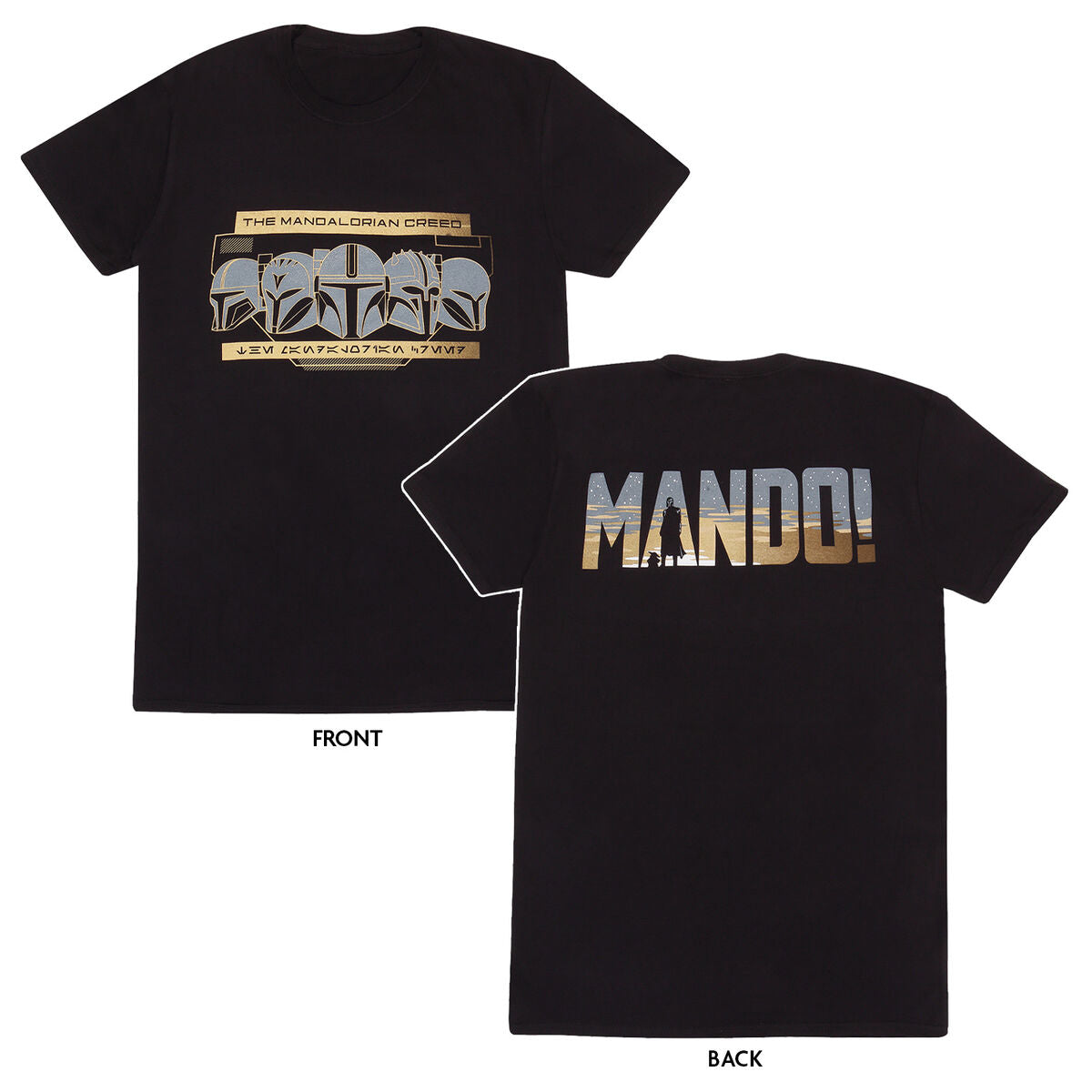 Short Sleeve T-Shirt The Mandalorian Row of Helmets Black Unisex-Clothing, Men-The Mandalorian-L-Urbanheer