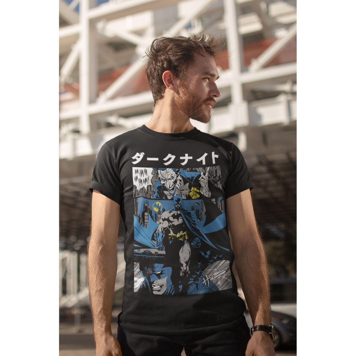 Short Sleeve T-Shirt Batman Manga Cover Black Unisex-Clothing, Men-Batman-S-Urbanheer