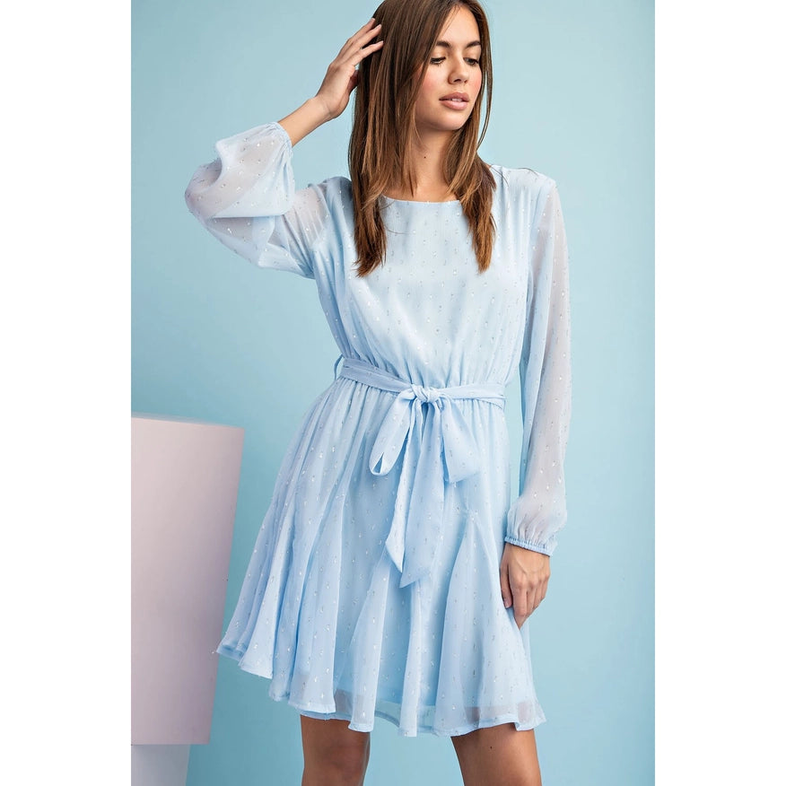 Long Sleeves Mini Dress Periwinkle-Dress-Faith Apparel-S-Urbanheer