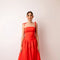 Alexa Stretch Strapless Puffball Midi Dress Orange-Dress-Amy Lynn-S-Urbanheer