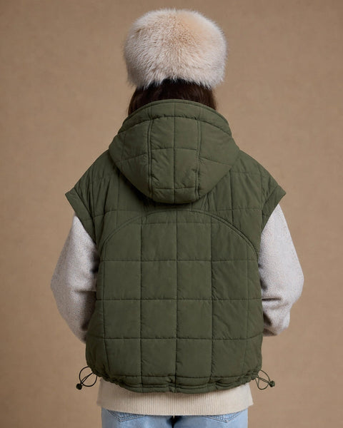 Oversized Quilted Hooded Poncho Vest