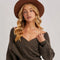 Crossover Ribbed Pullover Sweater