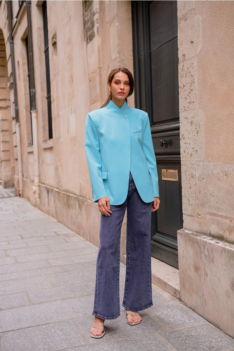 Timeless Structured Jacket with Fold-Down Officer Collar