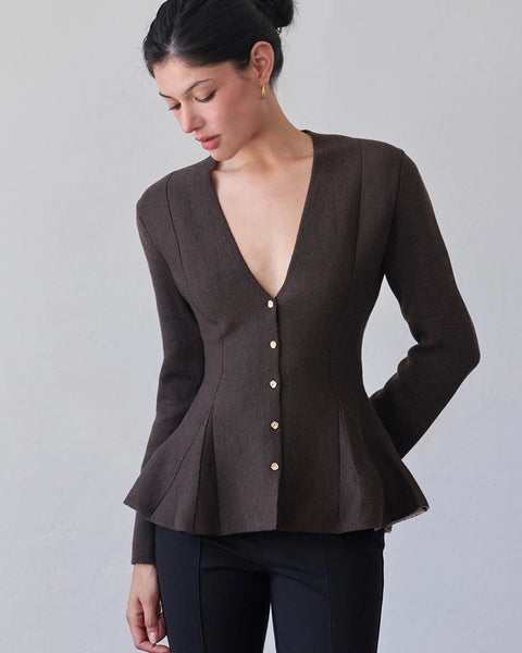 Elara Peplum Knit Cardigan