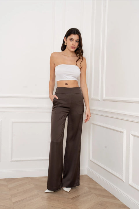 High-Waisted Wide Satin Pants