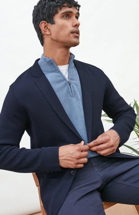 Lightweight Extra Fine Merino Wool Knitted Blazer