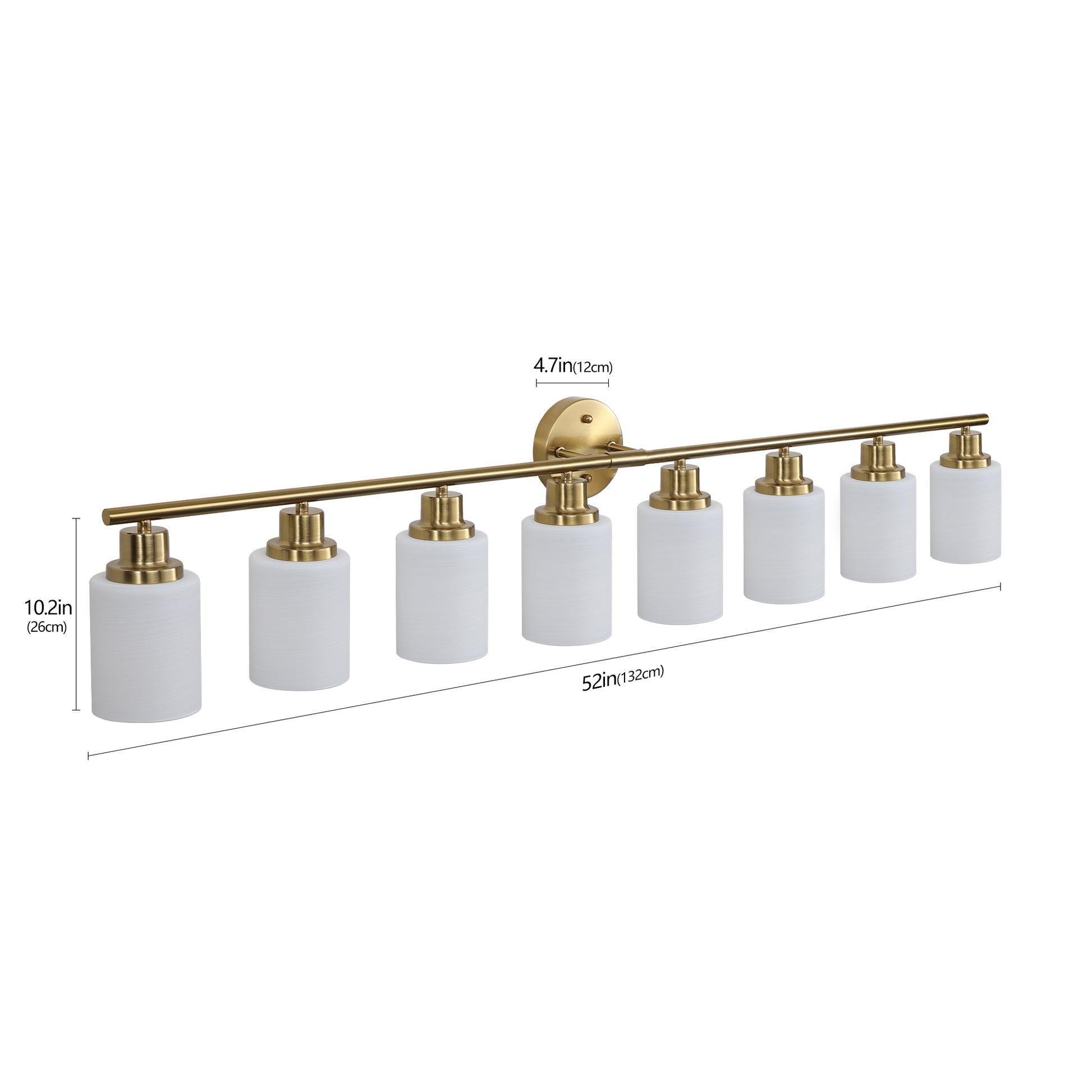 52' Modern 4-Light Vanity Wall Sconce, Golden Finish with Frosted Glass Shades for Bathroom or-UH Decor-Default-Urbanheer