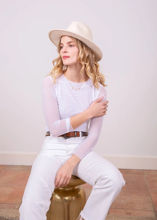 Florence Solid Double Sheer Stretch Top-AMB Designs-M/L-White-Urbanheer