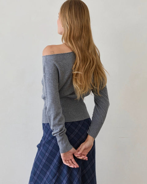 Cassie Cinched Waist Boatneck Sweater Top