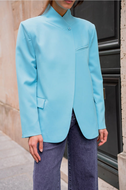 Timeless Structured Jacket with Fold-Down Officer Collar