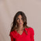 ROSE relaxed-fit jumper with a V-neck.