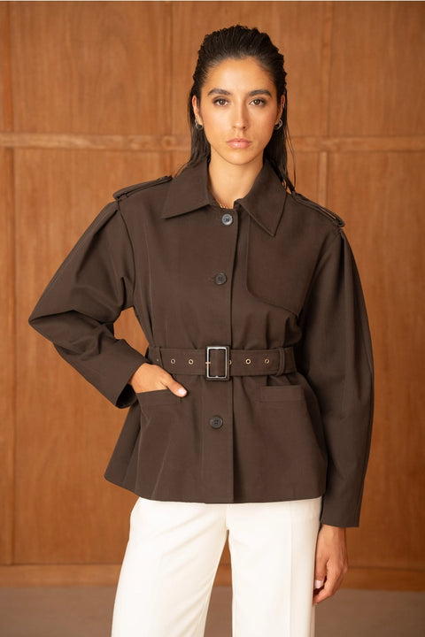 Utility Short Belted Trench Jacket