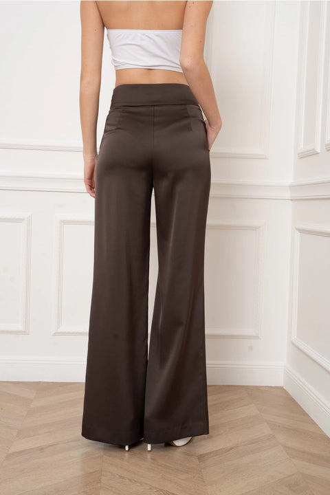 High-Waisted Wide Satin Pants