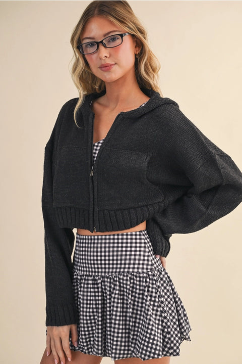 Knit Zip Up Hoodie Sweater