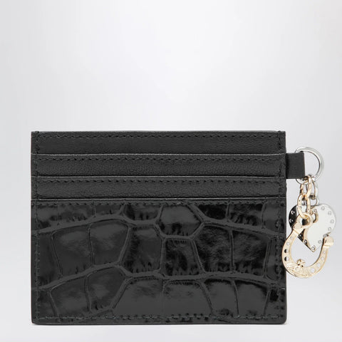 Vivienne Westwood Croc-embossed leather card holder with charms, black