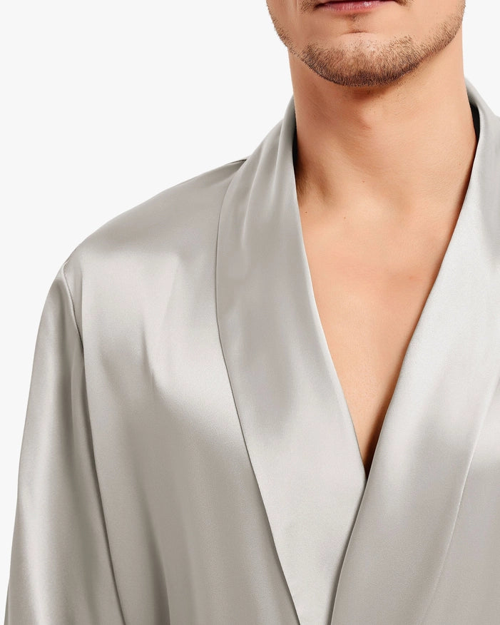 Smooth Silk Robe Cilver Gray-Robe-MommeSilk-XS-Urbanheer