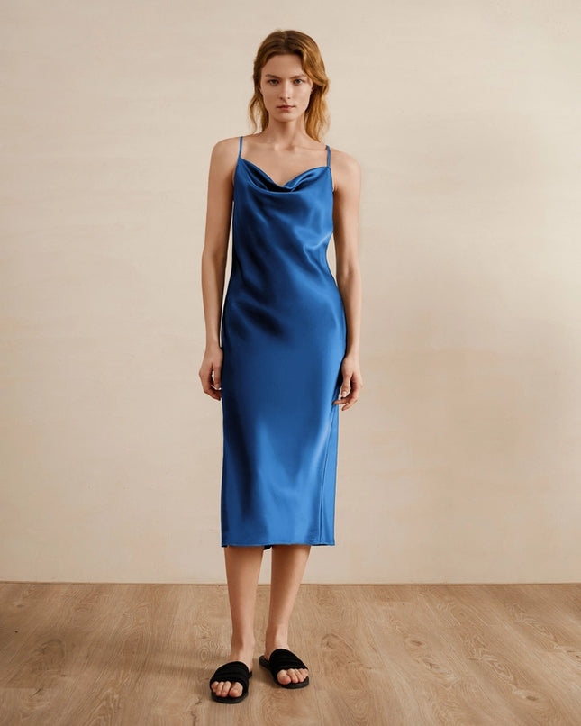 Luxurious Silk Nightgown Klein Blue-Night Gown-MommeSilk-Urbanheer