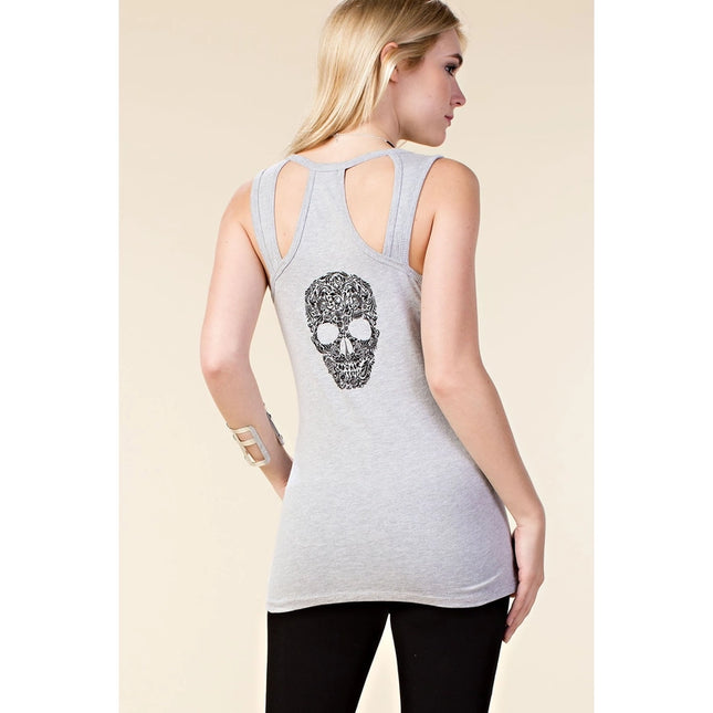 Sleeveless Top with Cut-Out Back and Skull-Top-Vocal-Urbanheer