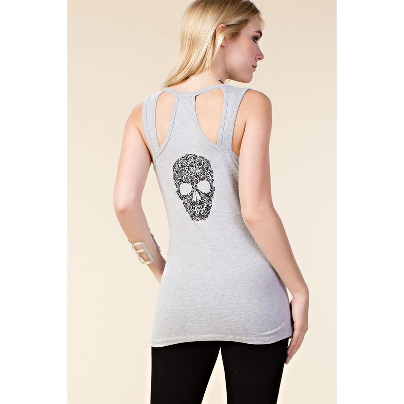 Sleeveless Top with Cut-Out Back and Skull-Top-Vocal-S-Urbanheer