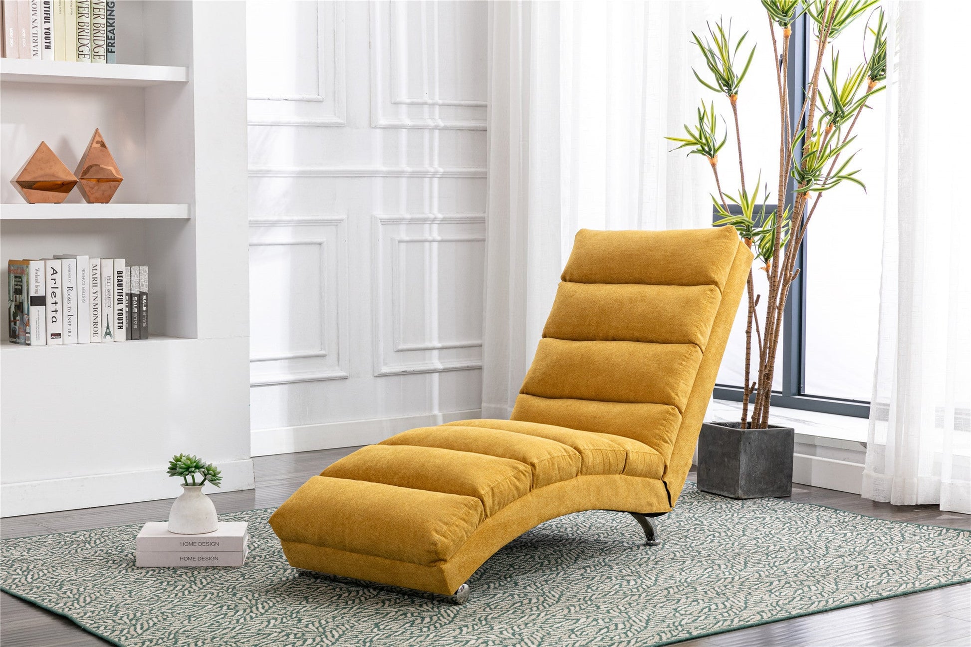 Linen Chaise Lounge Modern Message Chair-Accent Chair-G-BlakHom-Urbanheer