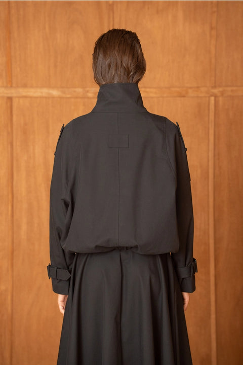 Urban Short Oversized Trench-Style Jacket with A Wrap Collar