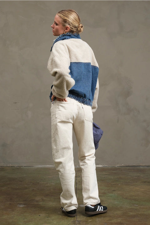 Teddy Denim Snap-Up Jacket