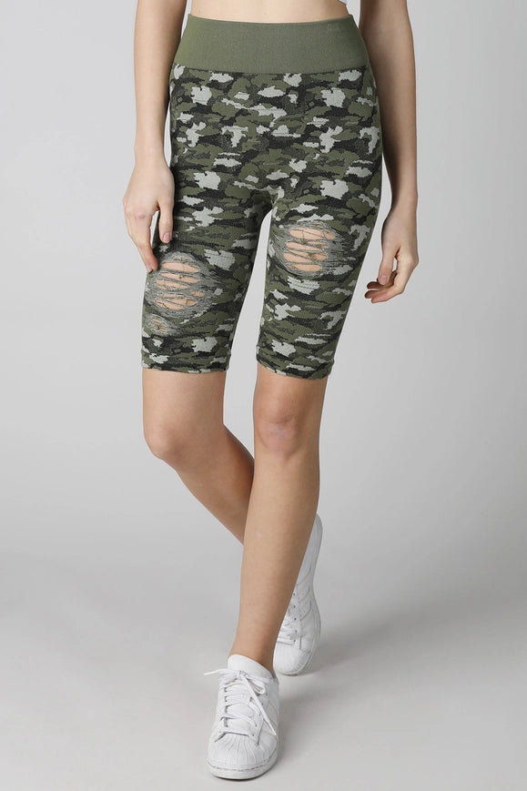 Camo Biker Shorts-Shorts-NIKIBIKI-Camo Olive-Urbanheer