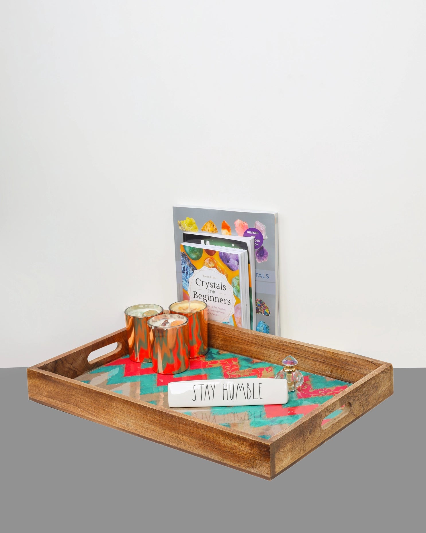 Sunrise Springs Resin And Wood Decorative Trays (Set Of 3)-Tiramisu-Urbanheer