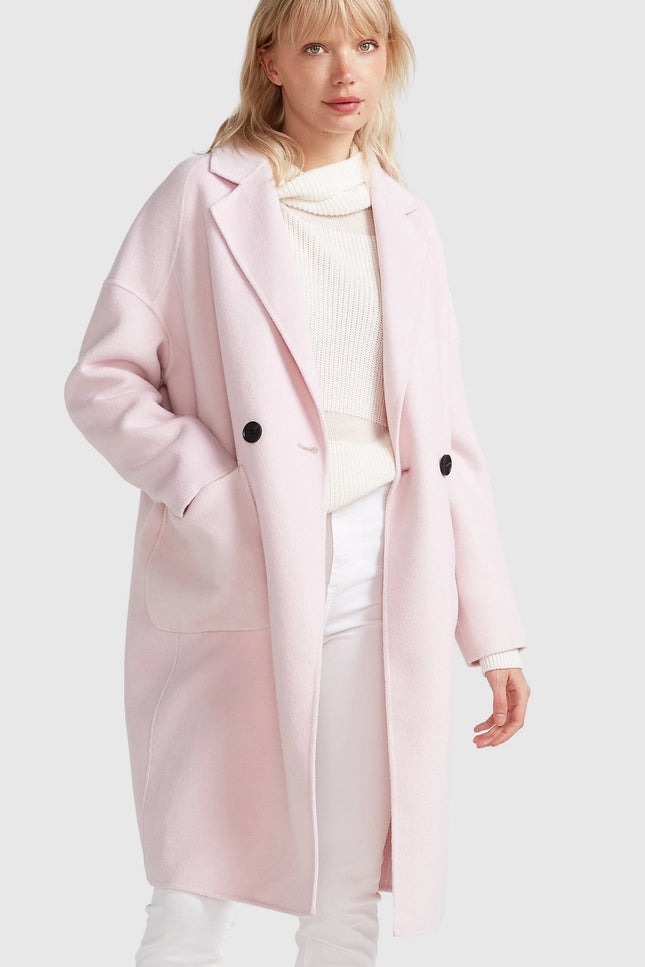 Publisher Double-Breasted Wool Blend Coat - Pale Pink-Clothing - Women-Belle & Bloom-Urbanheer