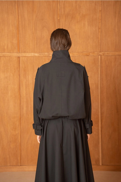 Urban Short Oversized Trench-Style Jacket with A Wrap Collar