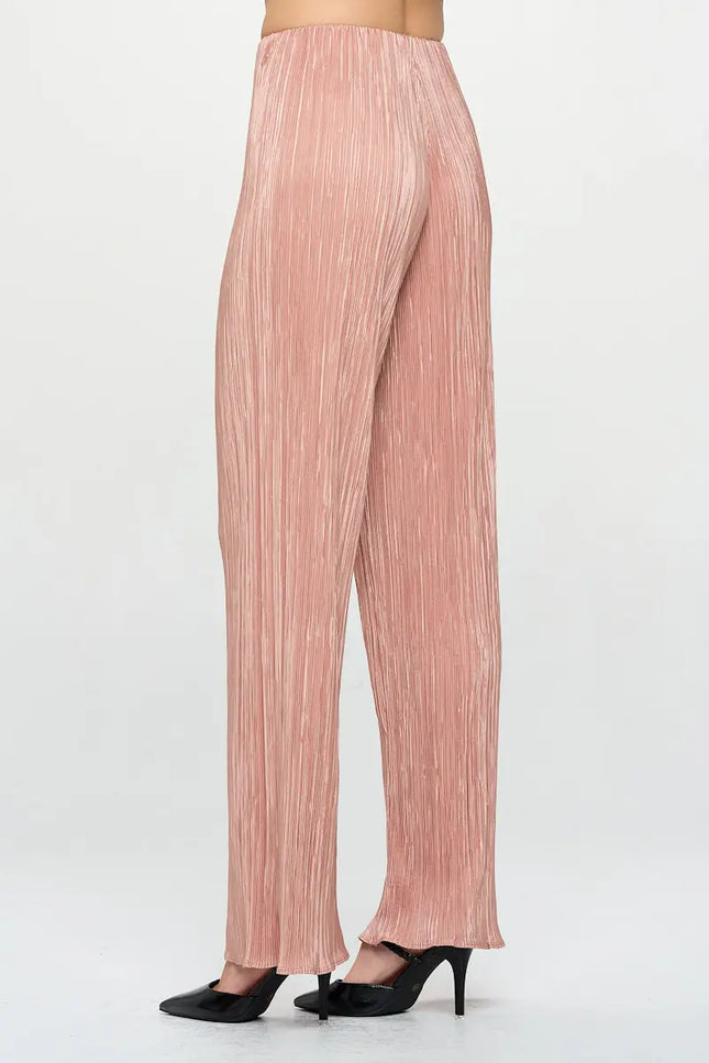 Vibrant Plisse Straight Leg Pants-Clothing - Women-Renee C.-Urbanheer