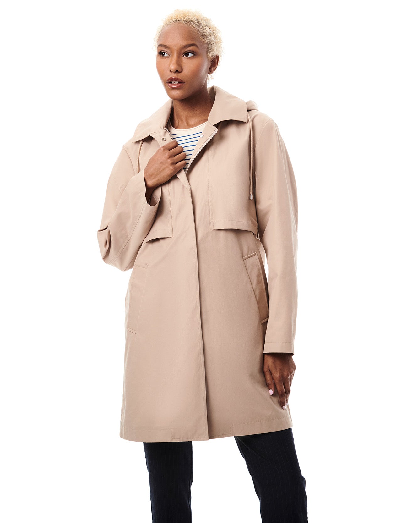 Technical Hooded Women Raincoat - Ash-Clothing - Women-Bernardo-Ash-M-Urbanheer