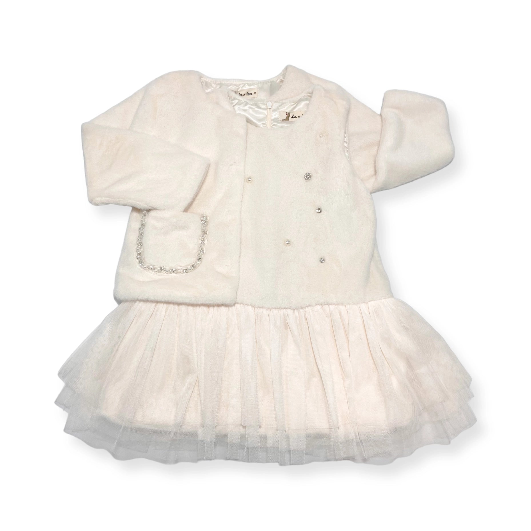 Embellished Trim Furry Jacket-doe a dear-2T-Urbanheer