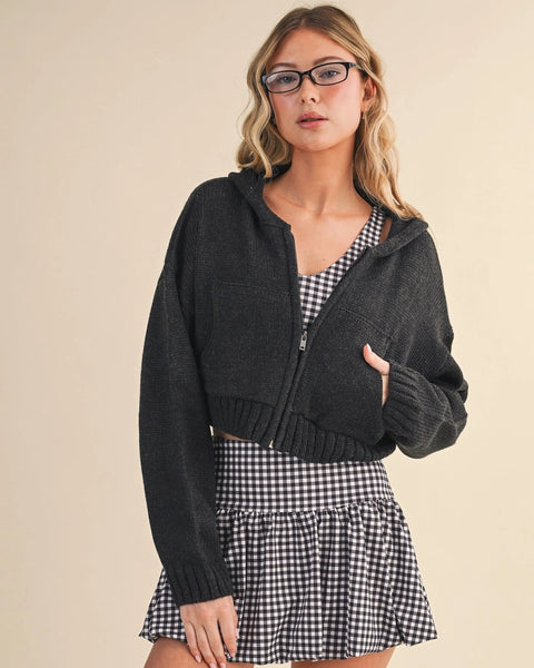 Knit Zip Up Hoodie Sweater