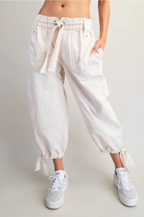Mineral Washed Tied Cuffed Jogger Pants