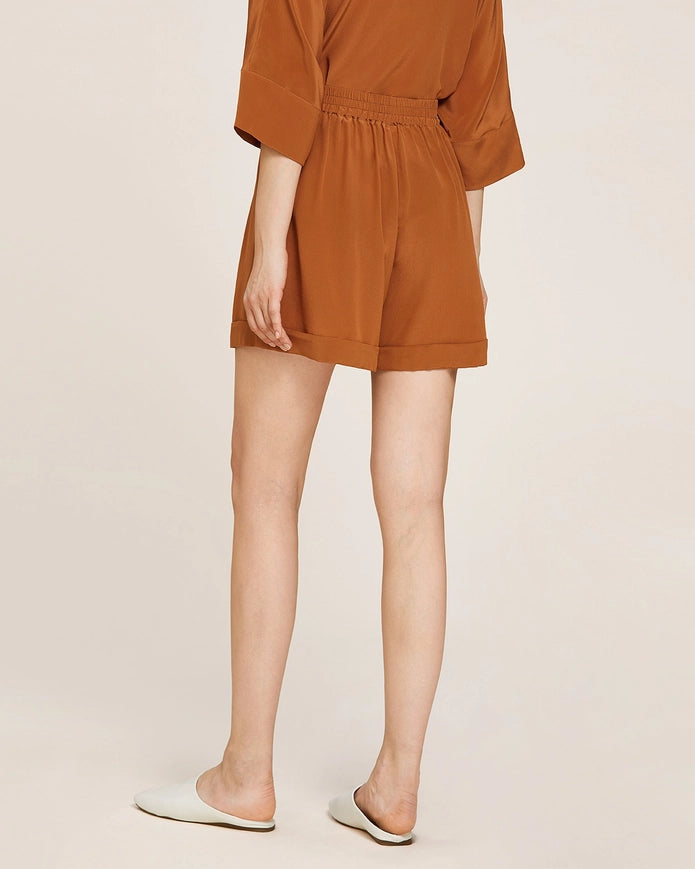 Weekend Oversize Silk Co-Ord Set Maple Syrup-Sets-MommeSilk-XS-Urbanheer