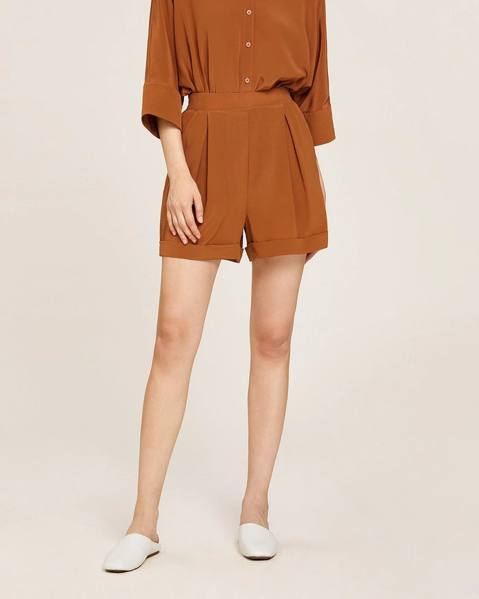 Weekend Oversize Silk Co-Ord Set Maple Syrup-Sets-MommeSilk-XS-Urbanheer