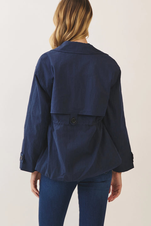 Drawstring Waist Trench Jacket