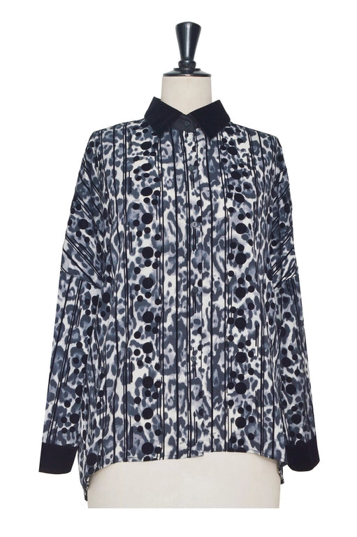 Leopard Print Shirt With Velvet Details-Clothing - Women-ELLI WHITE-Urbanheer