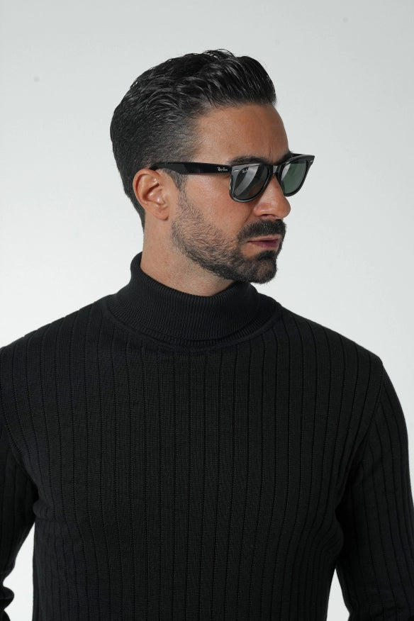Black Ribbed High Neck-Sweater-Donato-M-Urbanheer