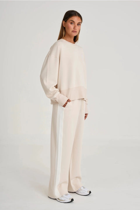 Soft Luxury Contrast Wide Leg Track Pant