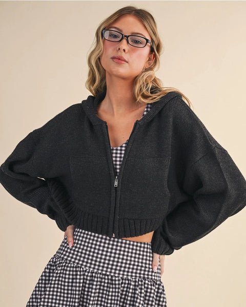 Knit Zip Up Hoodie Sweater