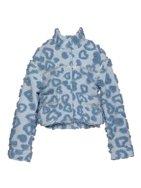 Heart Embossed Faux Sherpa Jacket