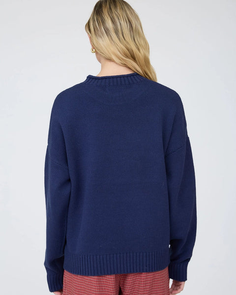 Intarsia Puppy Crew Neck Relaxed Sweater