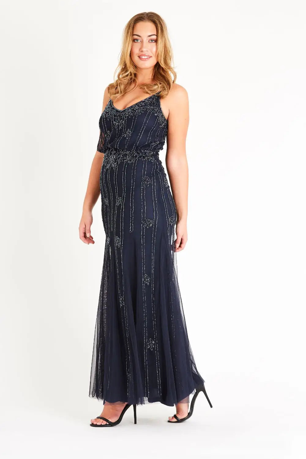 Keeva Maxi Dress - Navy-lace and beads-6-Urbanheer