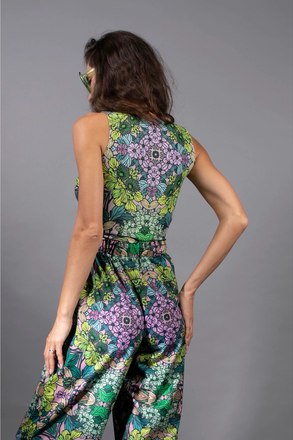 Body-Hugging Botanical Flower Prints Green Garden Tank Top-Nuvula-XS-Urbanheer