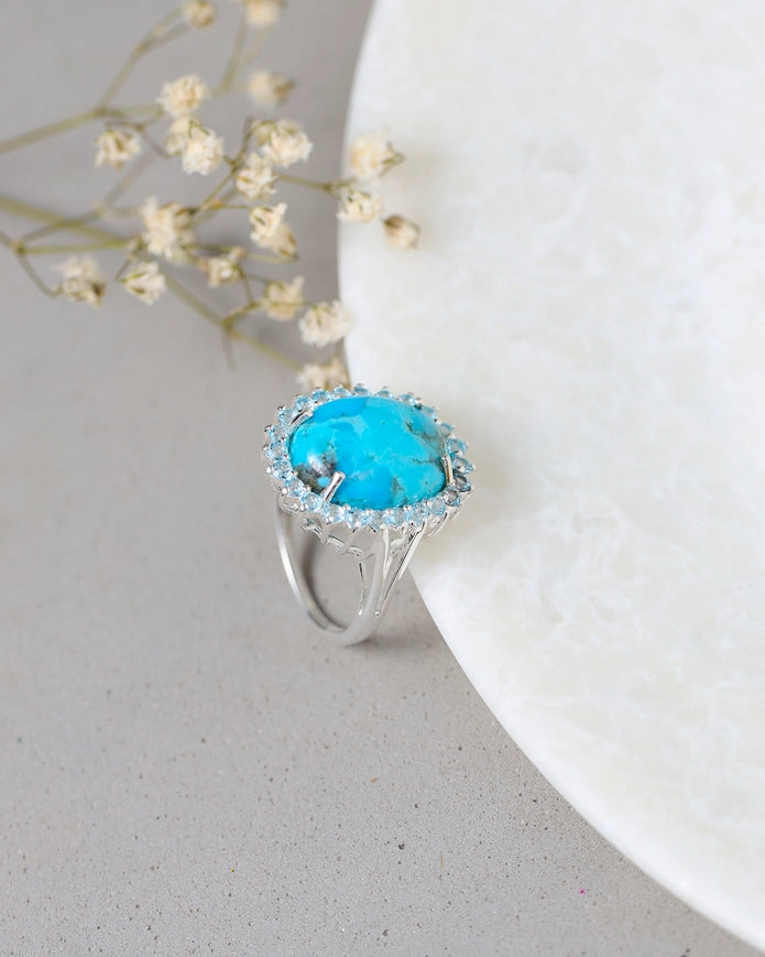 Blue Copper Turquoise 925 Sterling Silver Ring Jewelry-Ring-Tiramisu-6-Urbanheer