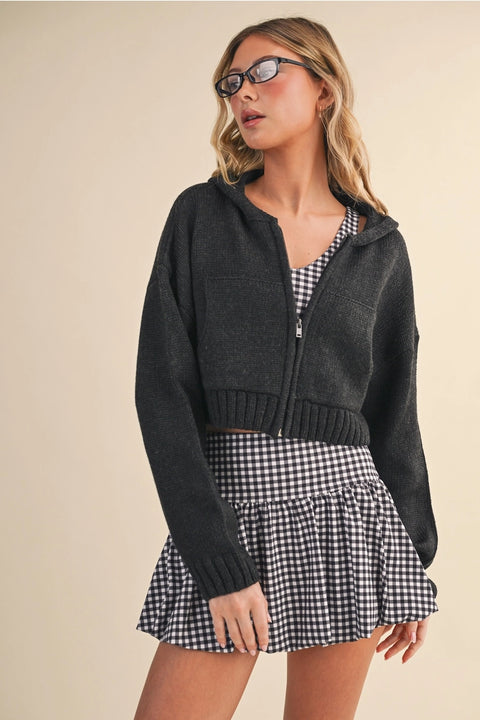 Knit Zip Up Hoodie Sweater