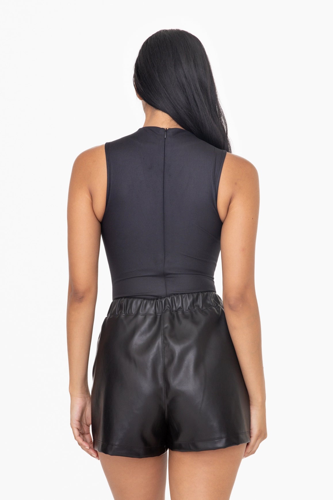 Sleeveless Mock Neck Bodysuit-Clothing - Women-Mono B-Black-S-Urbanheer
